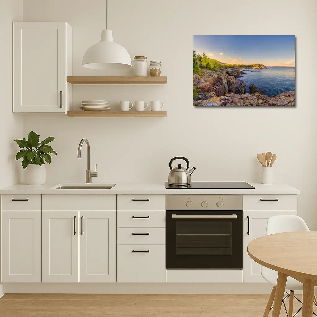 Rocky Coastal Cliffs at Golden Hour Sunset – Wall Art