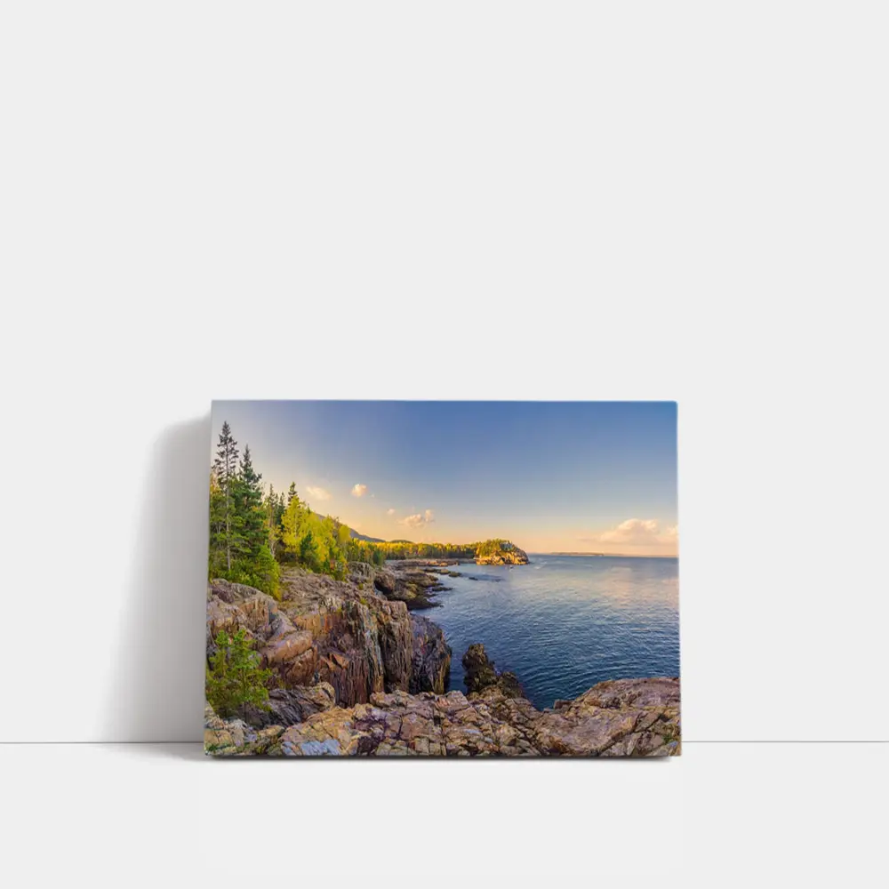 Rocky Coastal Cliffs at Golden Hour Sunset – Wall Art