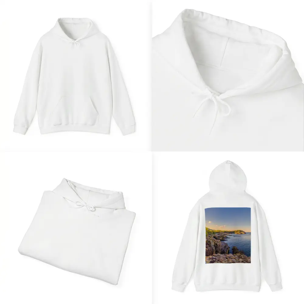 Rocky Coastal Cliffs at Golden Hour Sunset – Hoodies