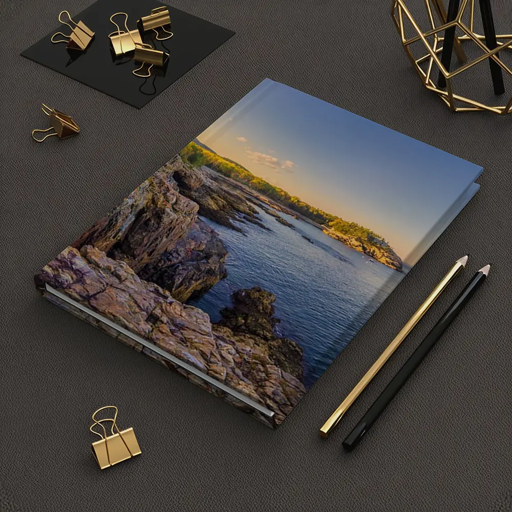 Rocky Coastal Cliffs at Golden Hour Sunset – Notebooks