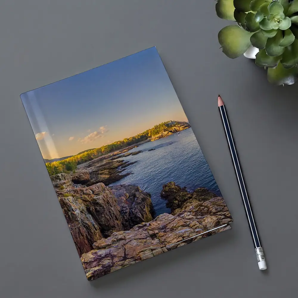 Rocky Coastal Cliffs at Golden Hour Sunset – Notebooks