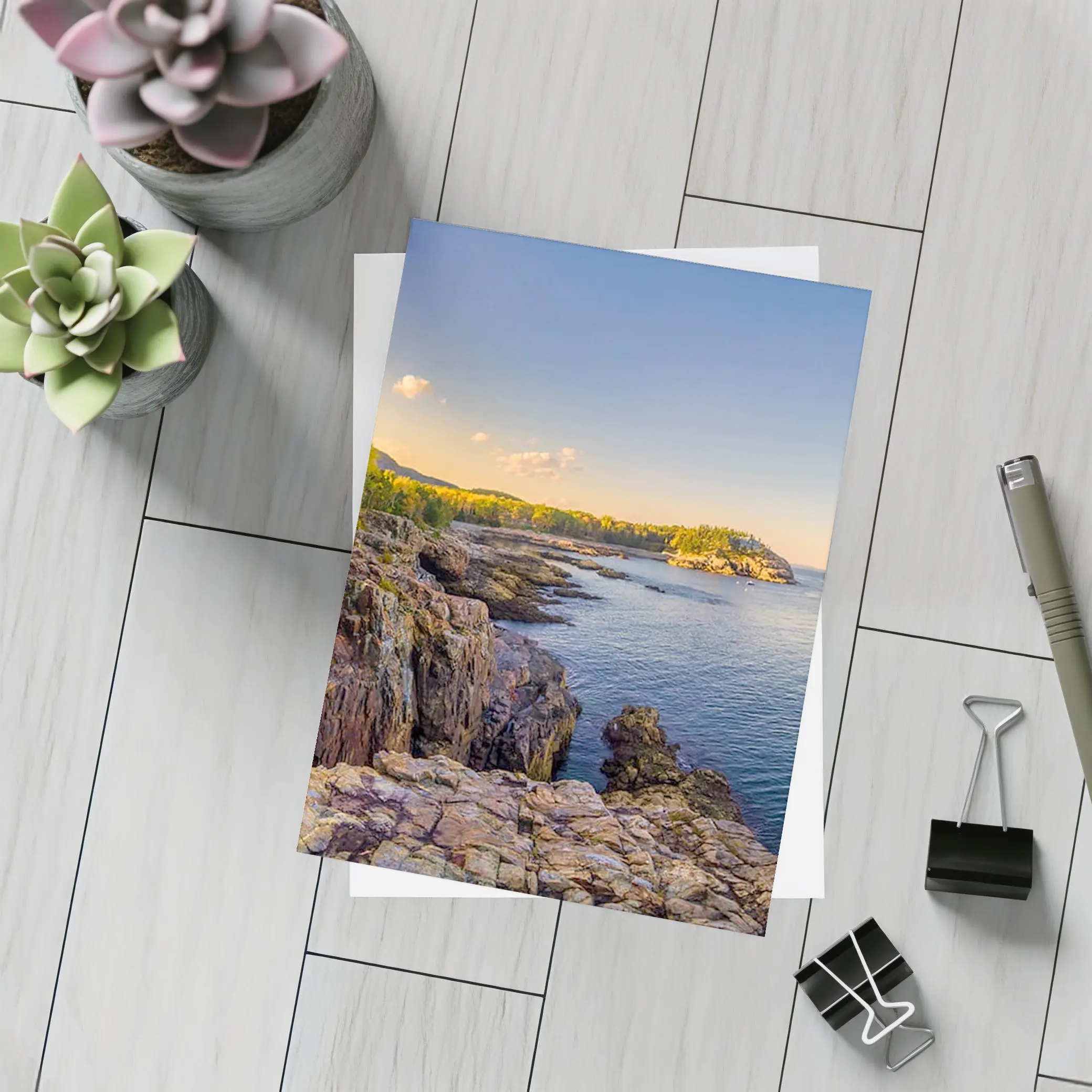 Rocky Coastal Cliffs at Golden Hour Sunset – Postcards