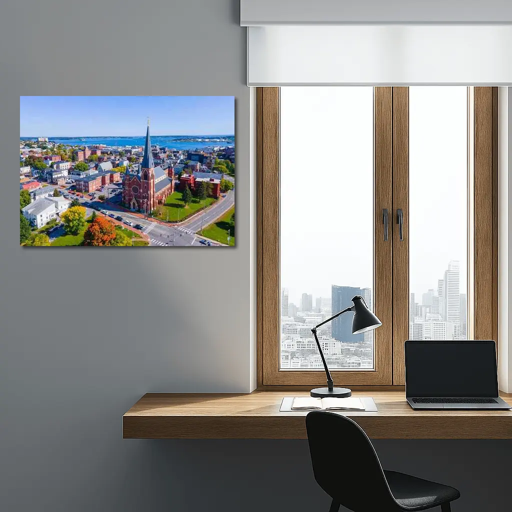 Portland Maine Aerial City Harbor View – Wall Art