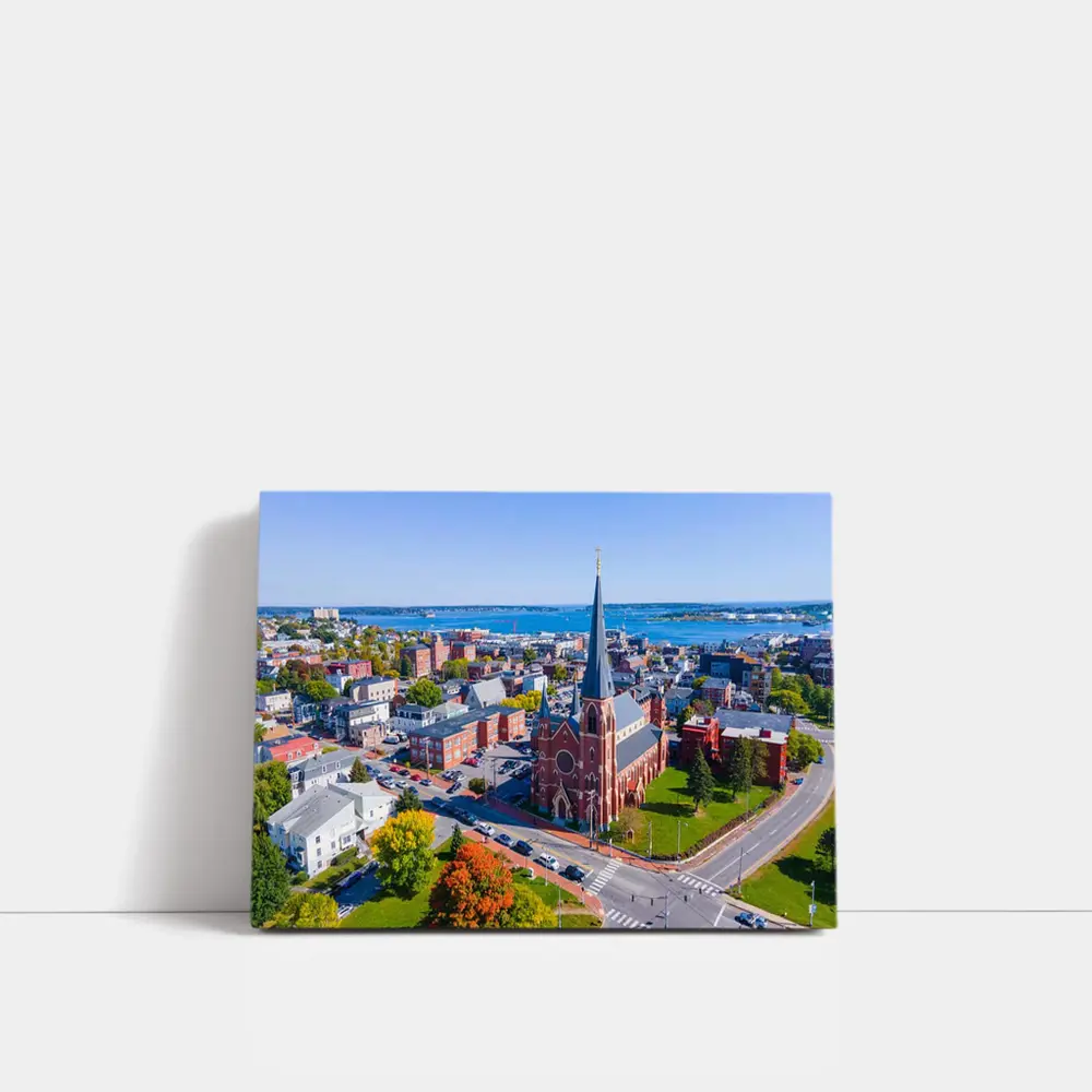 Portland Maine Aerial City Harbor View – Wall Art