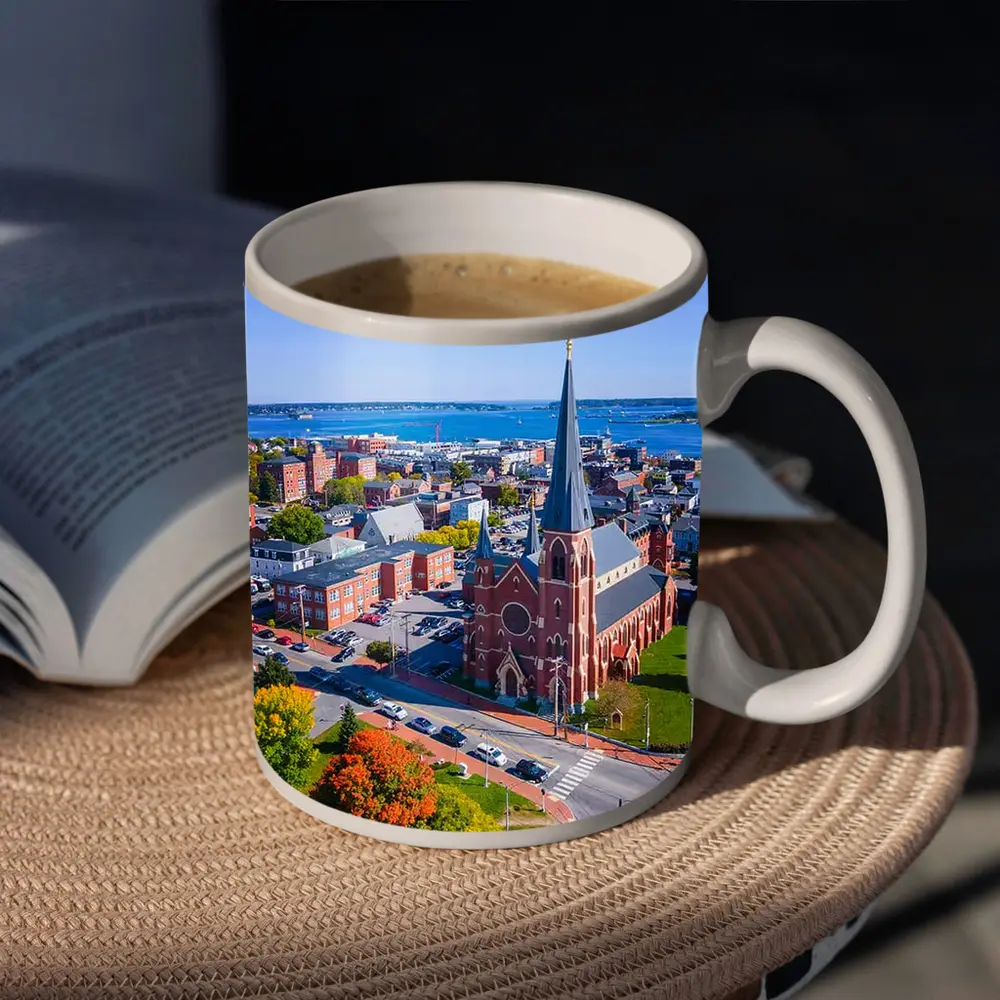 Portland Maine Aerial City Harbor View – Mugs