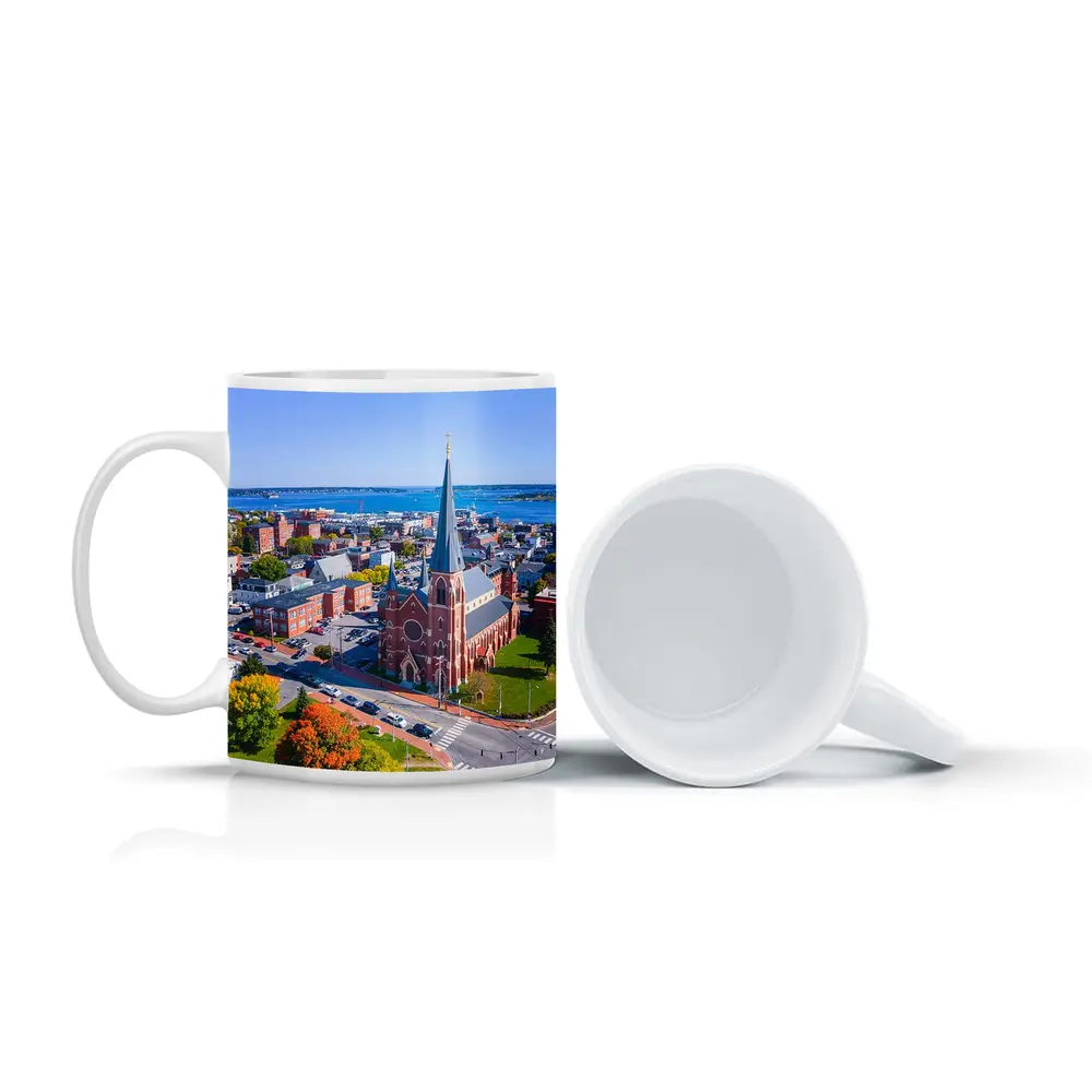 Portland Maine Aerial City Harbor View – Mugs