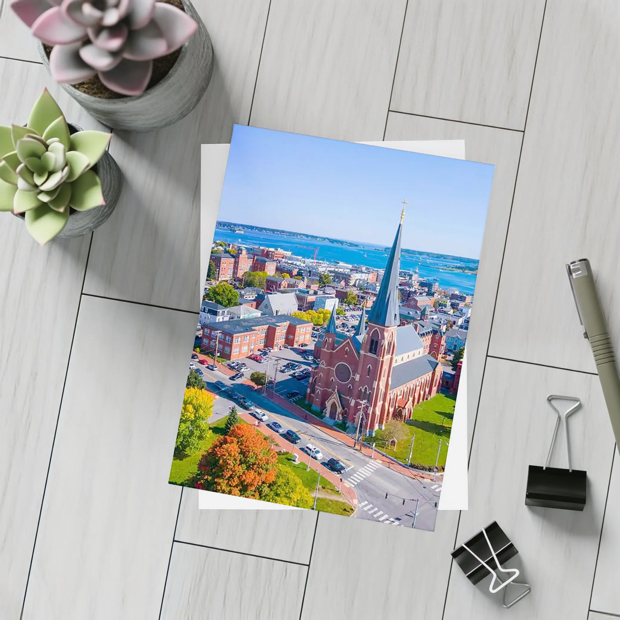 Portland Maine Aerial City Harbor View – Postcards