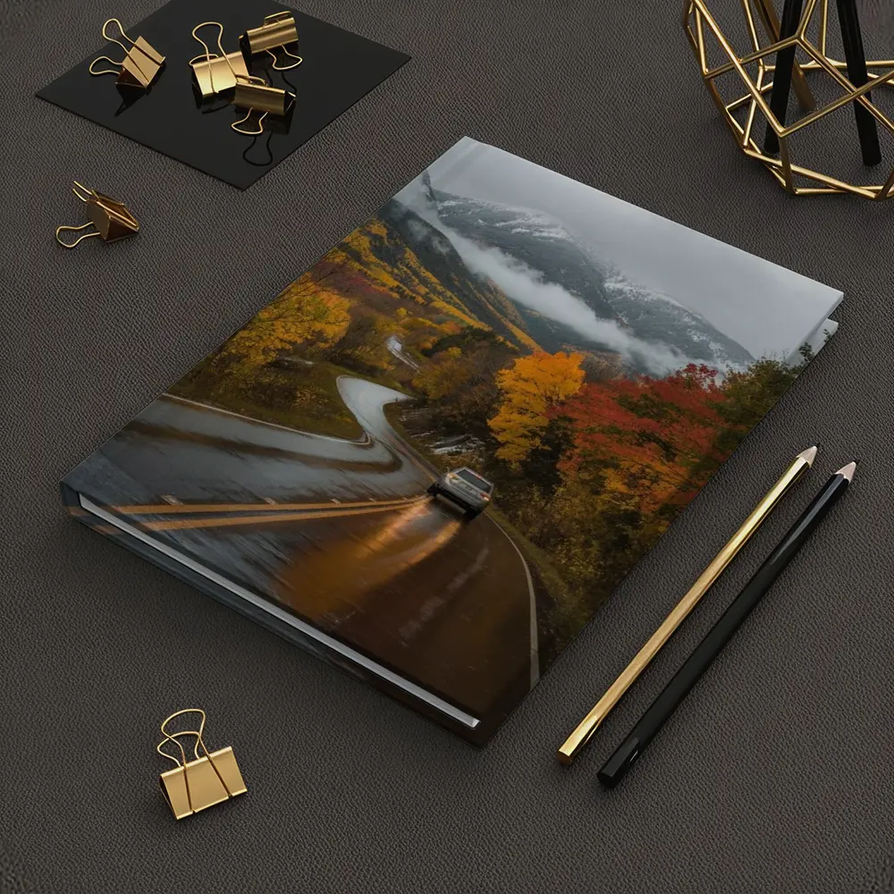 Rainy Mountain Road Autumn Forest Drive – Notebooks