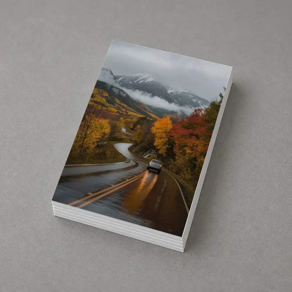 Rainy Mountain Road Autumn Forest Drive – Postcards