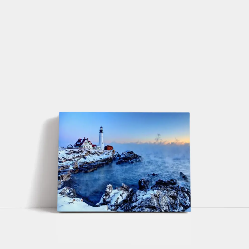 Portland Head Lighthouse Snowy Winter Coastal Scene – Wall Art