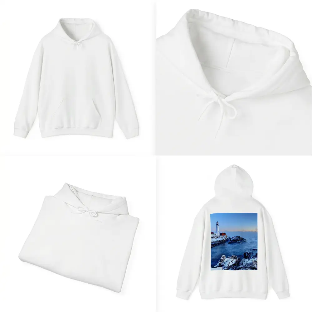 Portland Head Lighthouse Snowy Winter Coastal Scene – Hoodies