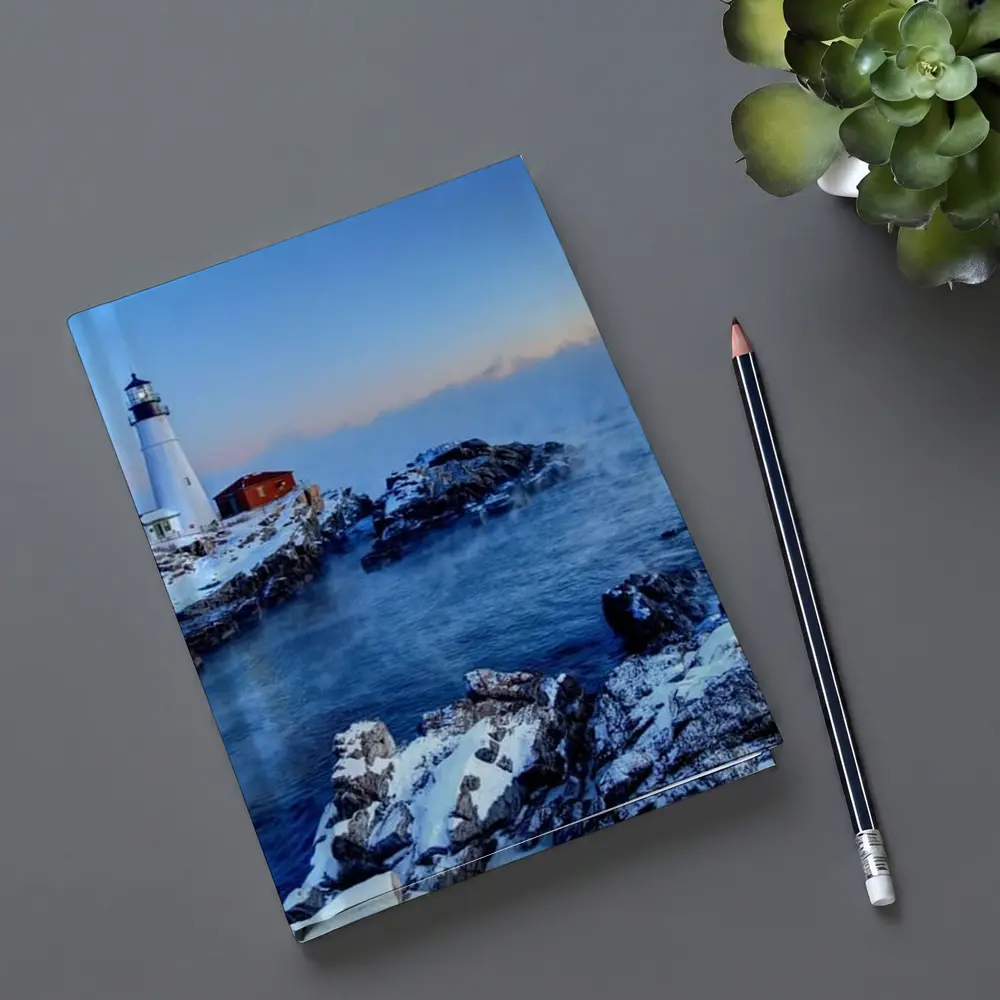 Portland Head Lighthouse Snowy Winter Coastal Scene – Notebooks