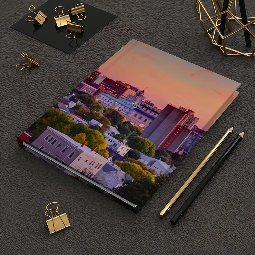 Portland Maine Skyline at Pink Sunset – Notebooks