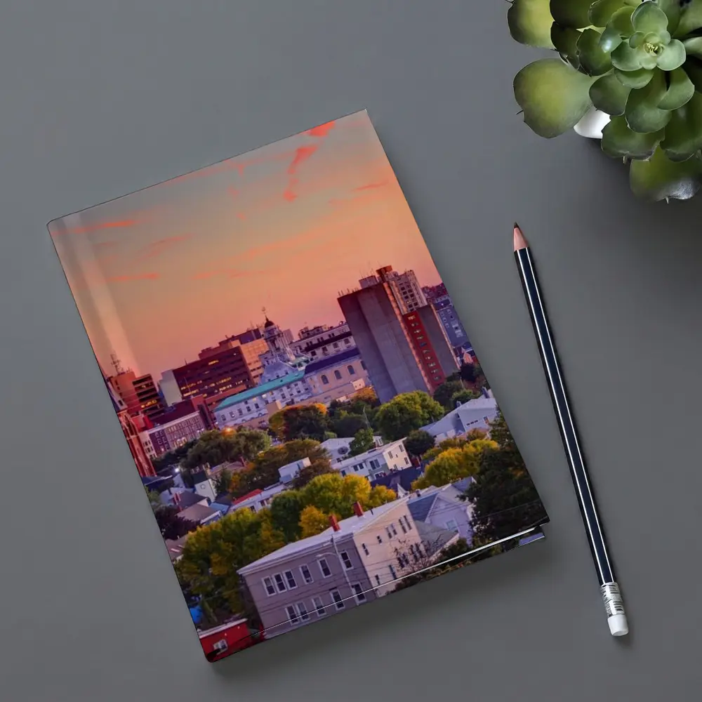 Portland Maine Skyline at Pink Sunset – Notebooks