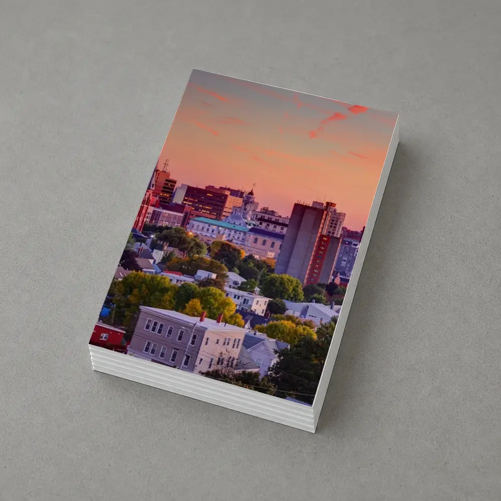 Portland Maine Skyline at Pink Sunset – Postcards