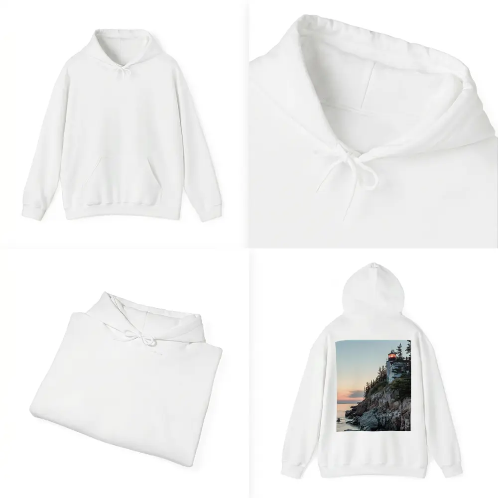 Bass Harbor Lighthouse Rocky Cliffs Sunset – Hoodies