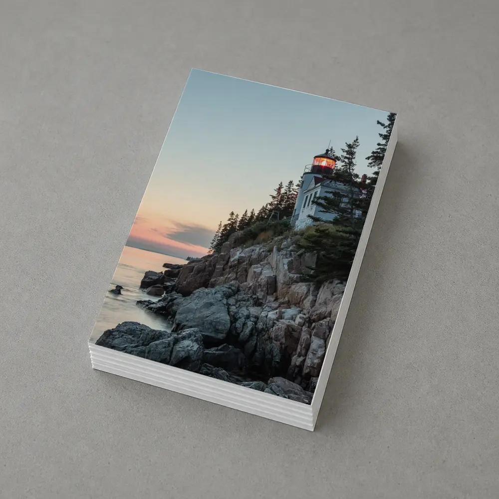 Bass Harbor Lighthouse Rocky Cliffs Sunset – Postcards
