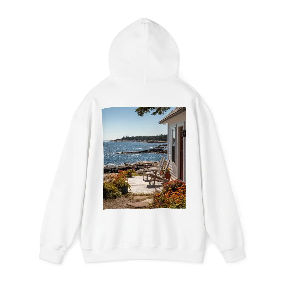 Coastal Cottage Porch Rocky Ocean Shoreline – Hoodies