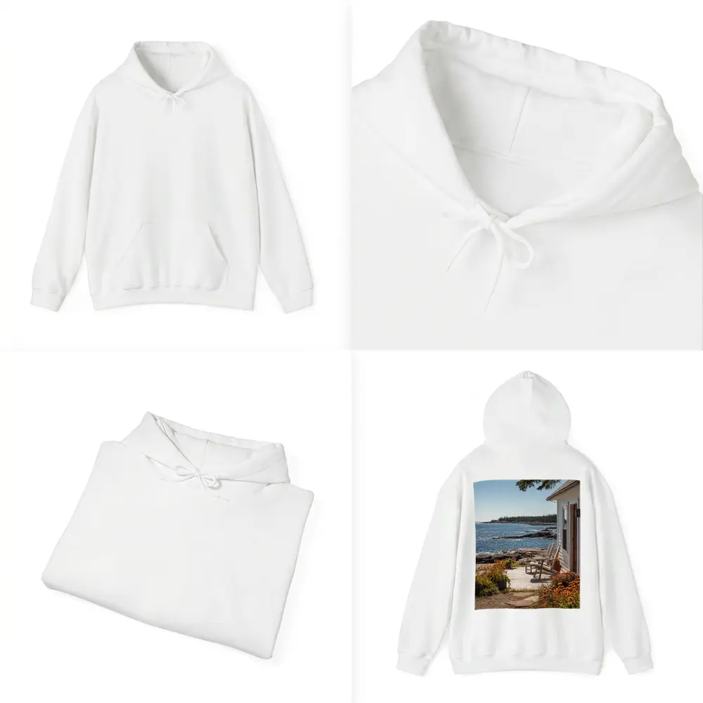 Coastal Cottage Porch Rocky Ocean Shoreline – Hoodies