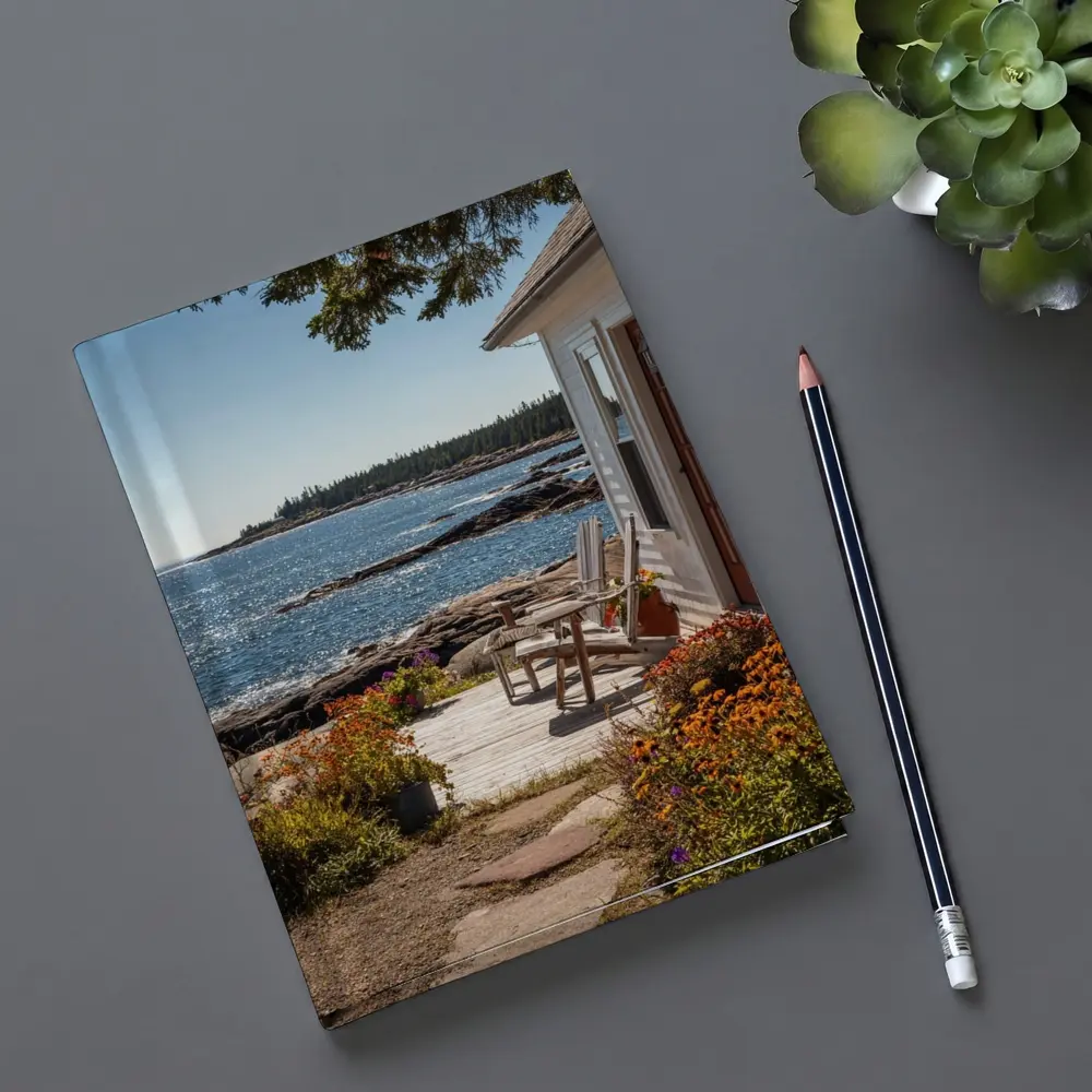 Coastal Cottage Porch Rocky Ocean Shoreline – Notebooks