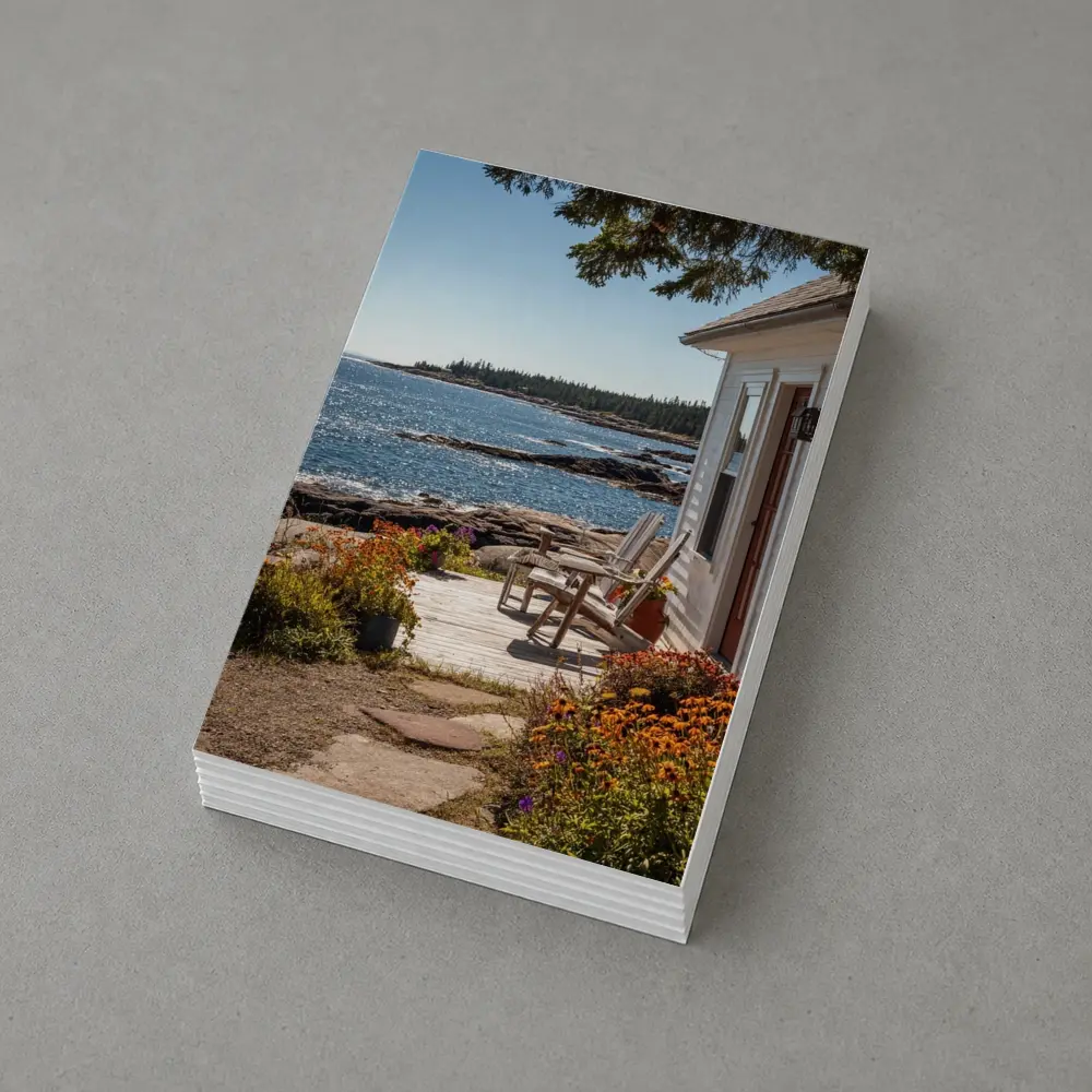 Coastal Cottage Porch Rocky Ocean Shoreline – Postcards