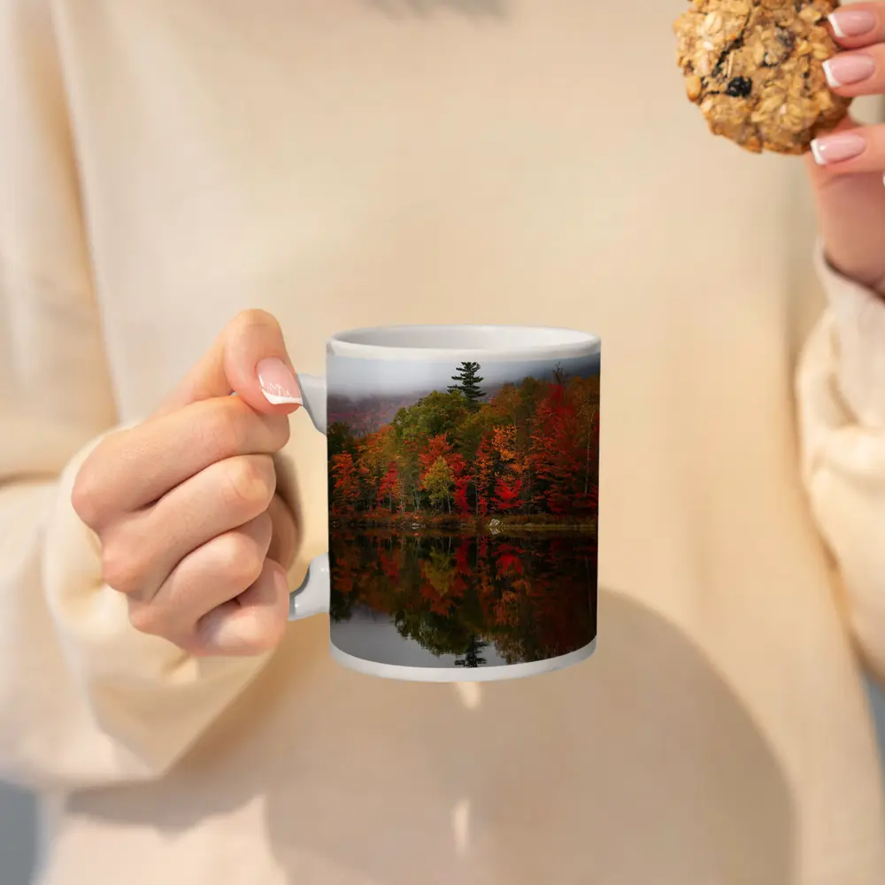 Autumn Forest Reflection Misty Lake Scene – Mugs
