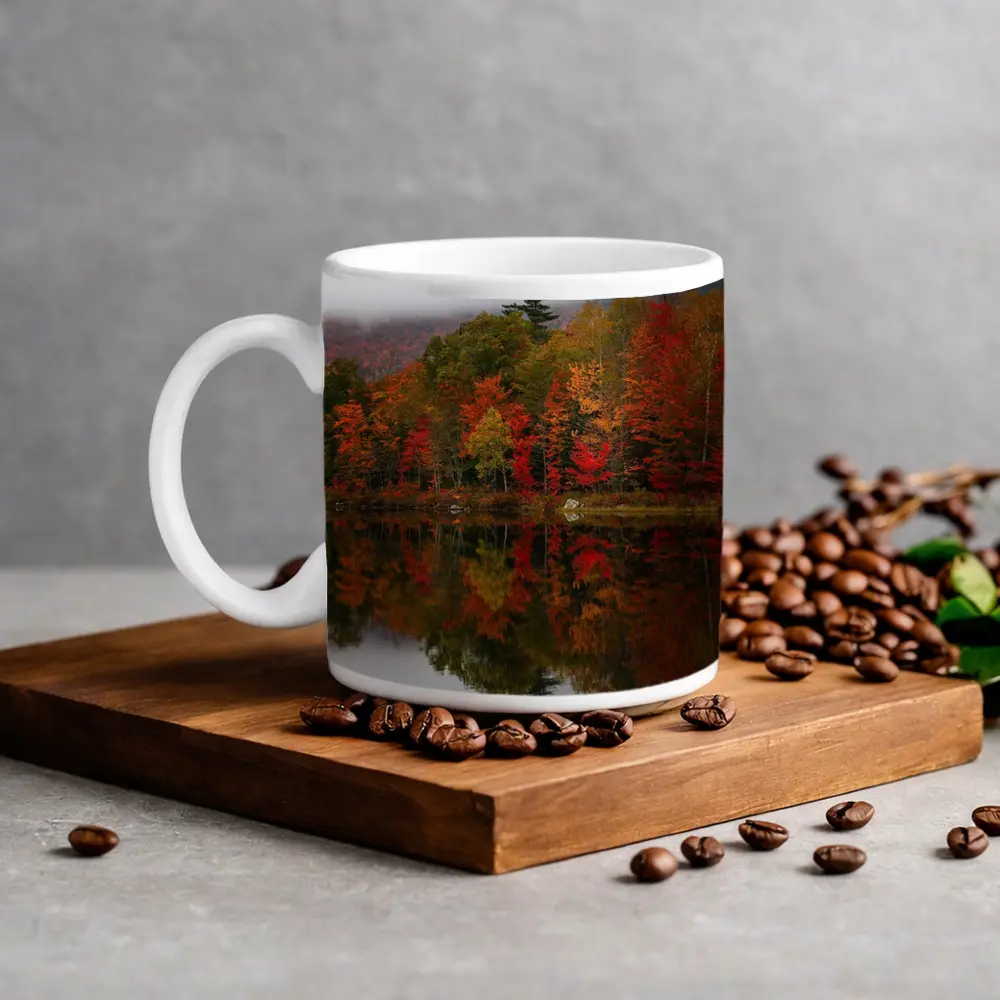 Autumn Forest Reflection Misty Lake Scene – Mugs