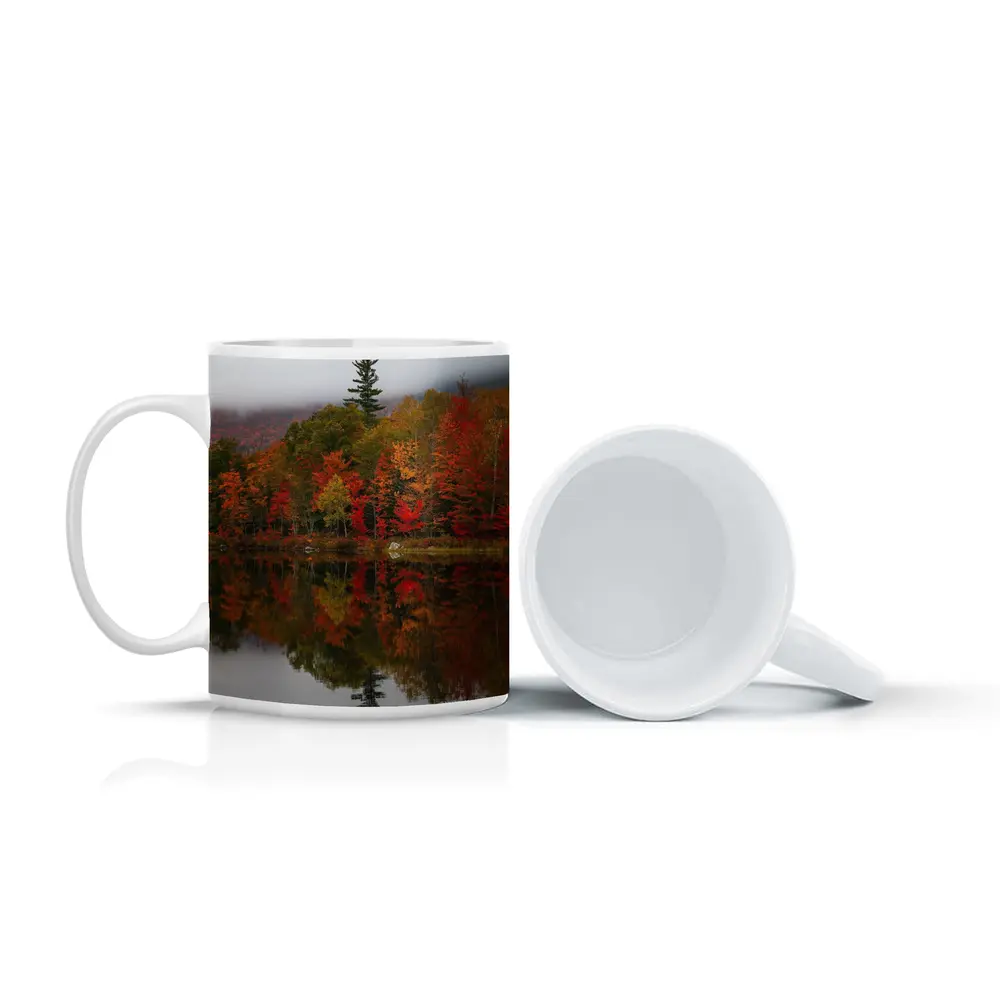Autumn Forest Reflection Misty Lake Scene – Mugs