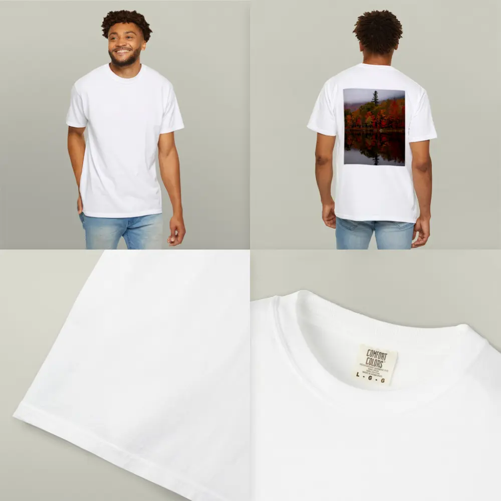 Autumn Forest Reflection Misty Lake Scene – T-Shirts
