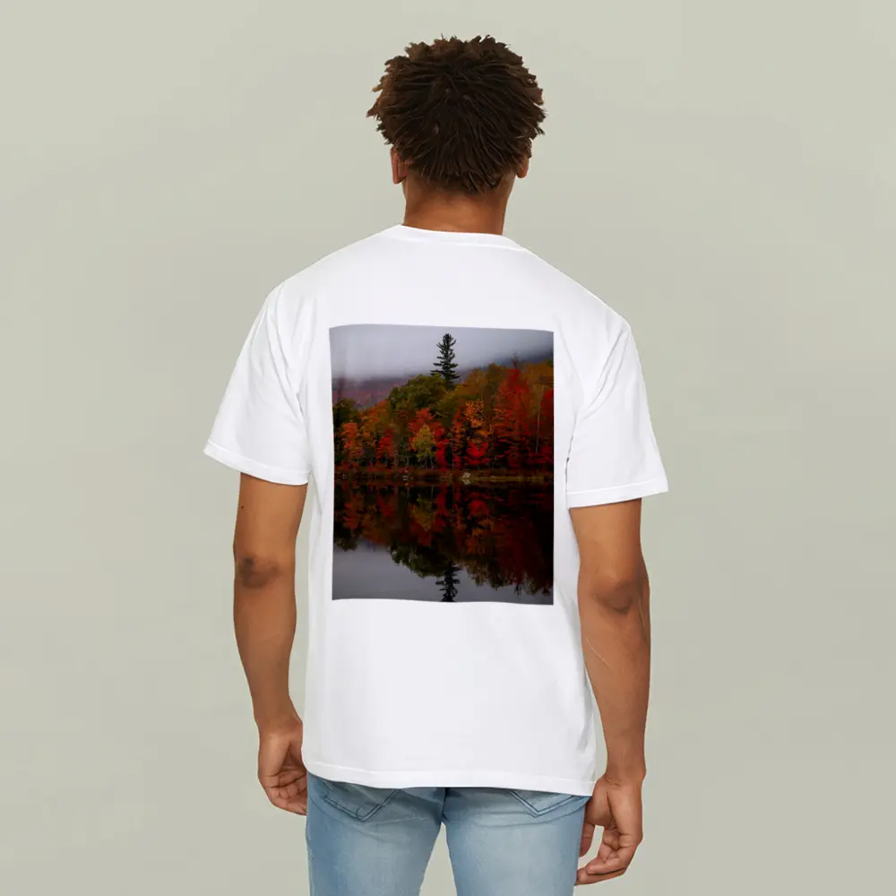Autumn Forest Reflection Misty Lake Scene – T-Shirts