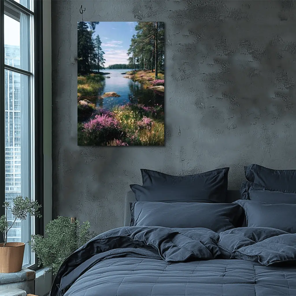 Nordic Lake Shore Wild Heather Flowers – Wall Art