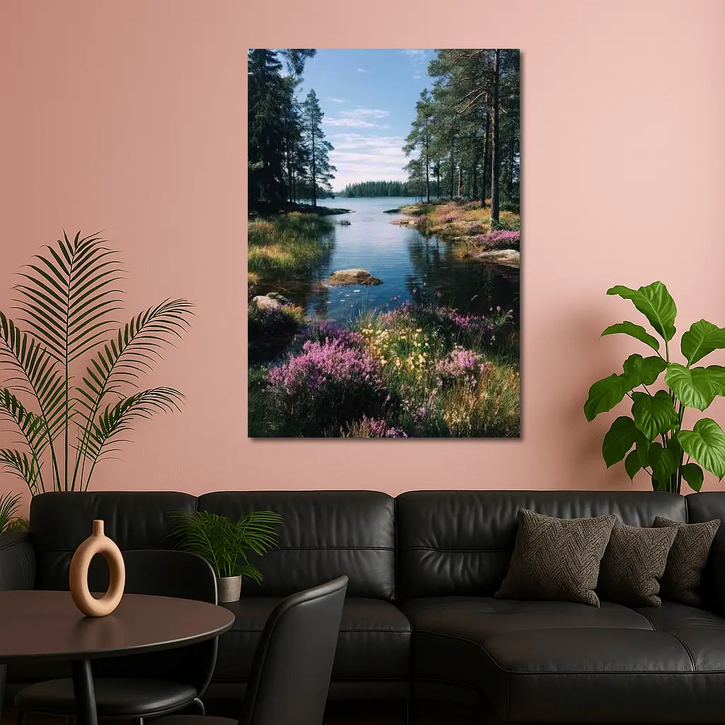Nordic Lake Shore Wild Heather Flowers – Wall Art