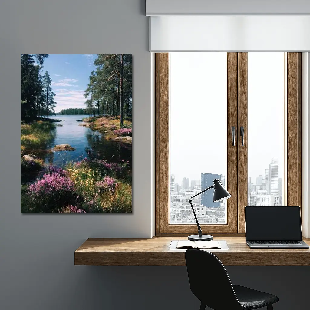 Nordic Lake Shore Wild Heather Flowers – Wall Art