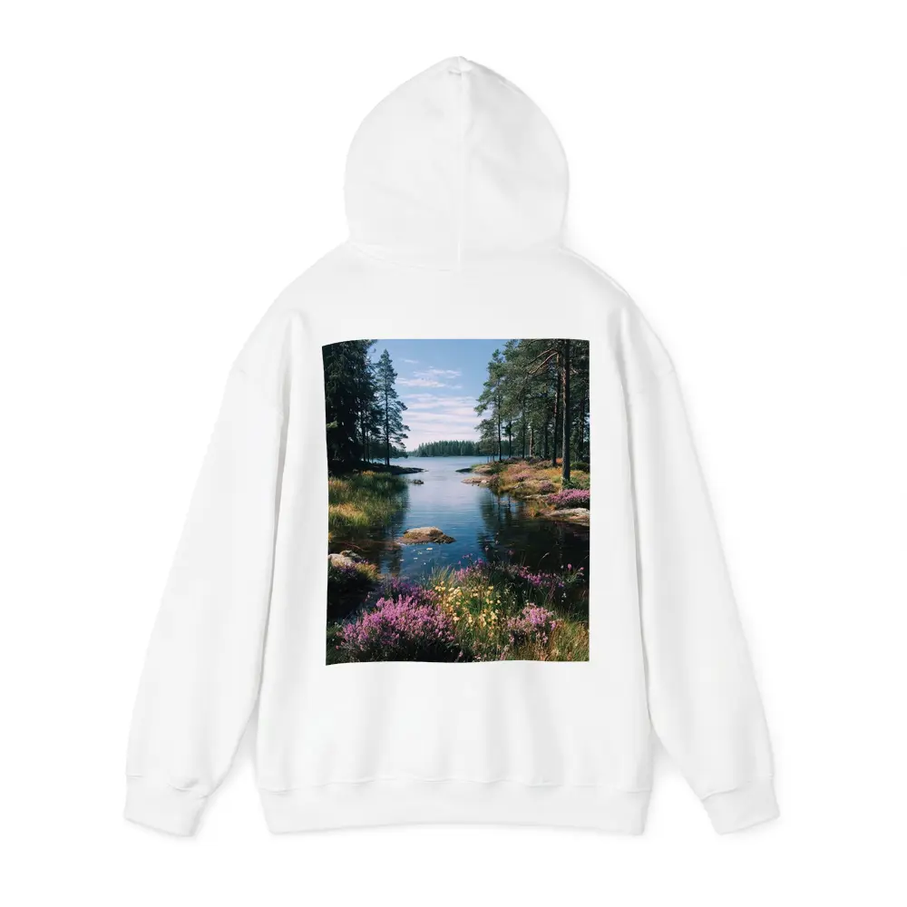 Nordic Lake Shore Wild Heather Flowers – Hoodies