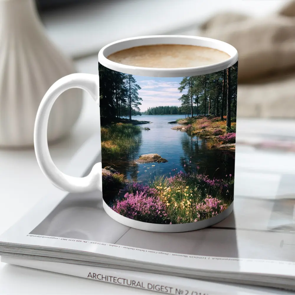 Nordic Lake Shore Wild Heather Flowers – Mugs