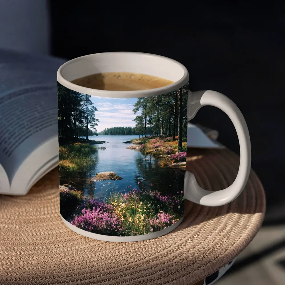 Nordic Lake Shore Wild Heather Flowers – Mugs