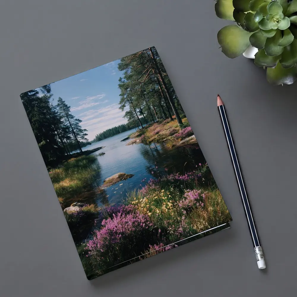 Nordic Lake Shore Wild Heather Flowers – Notebooks
