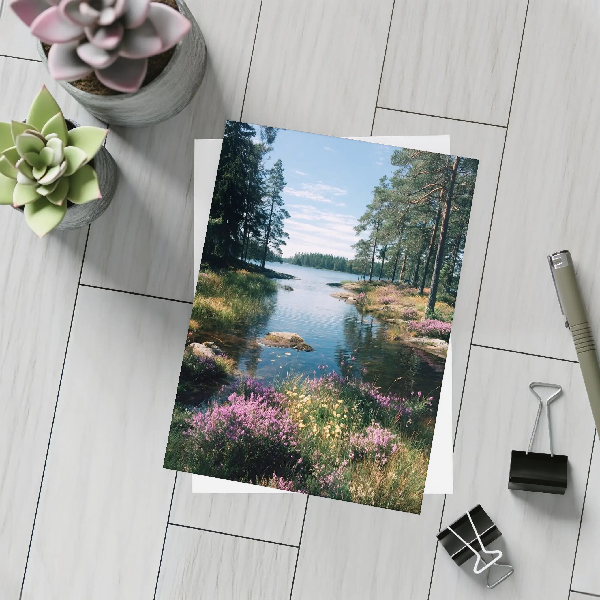 Nordic Lake Shore Wild Heather Flowers – Postcards