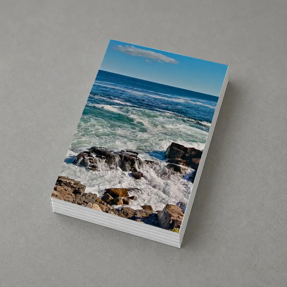 Rocky Shoreline Waves Crashing Blue Ocean – Postcards