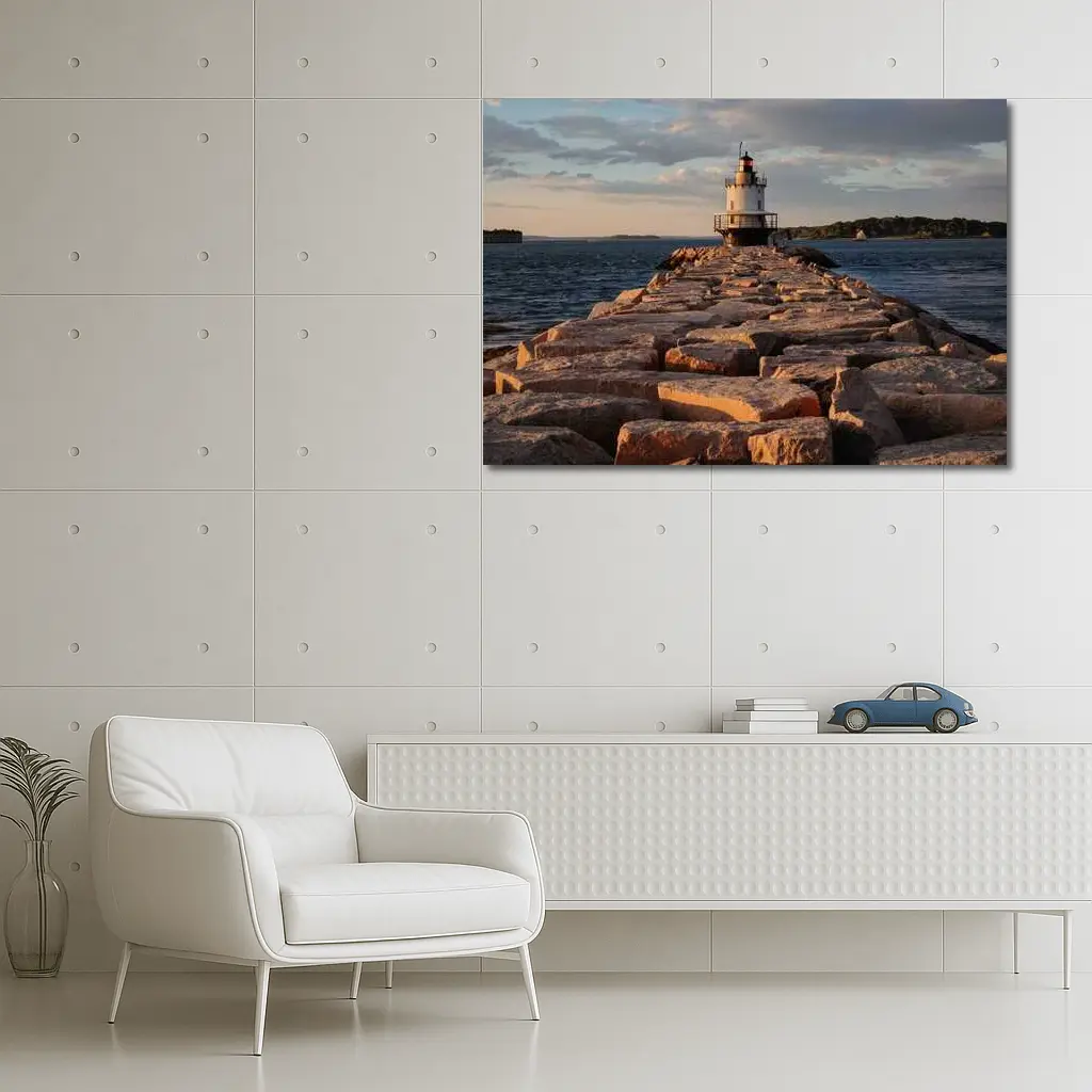Spring Point Ledge Lighthouse Rocky Breakwater Maine – Wall Art