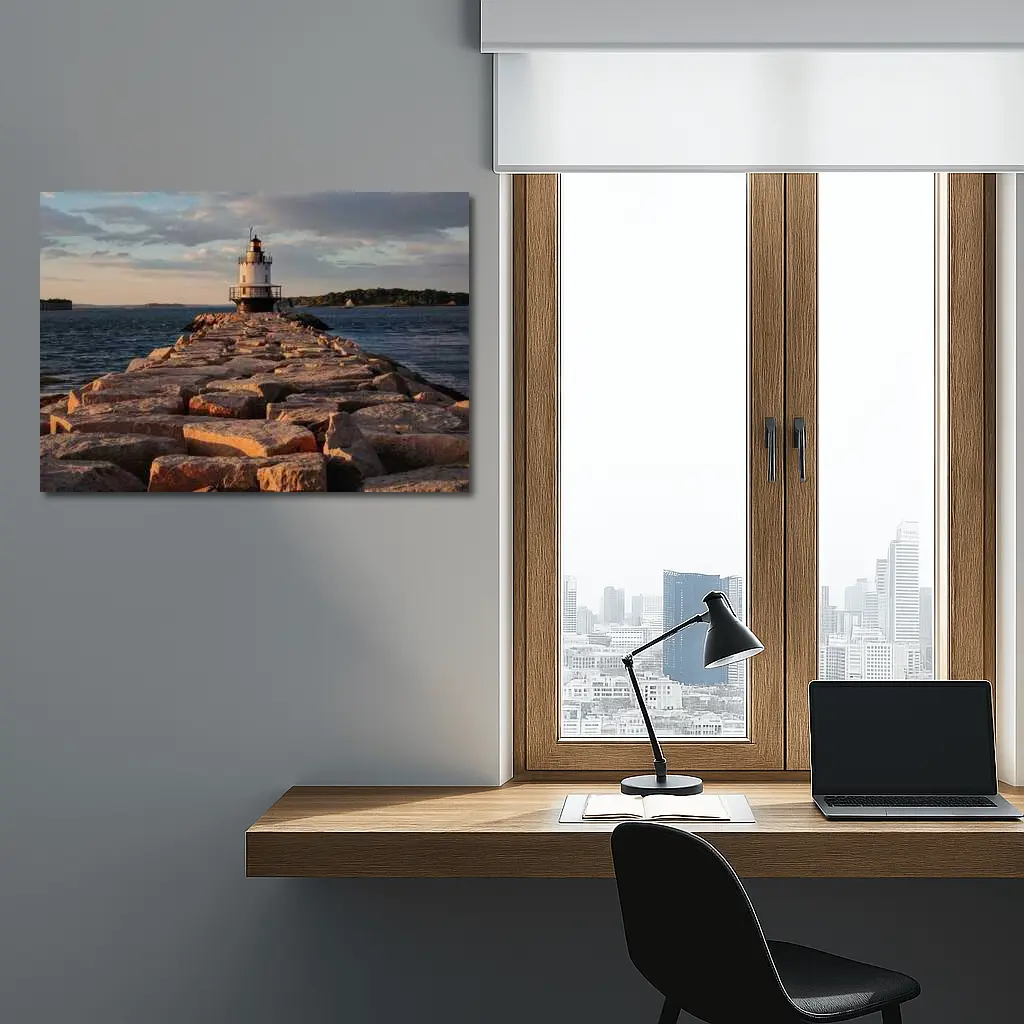 Spring Point Ledge Lighthouse Rocky Breakwater Maine – Wall Art