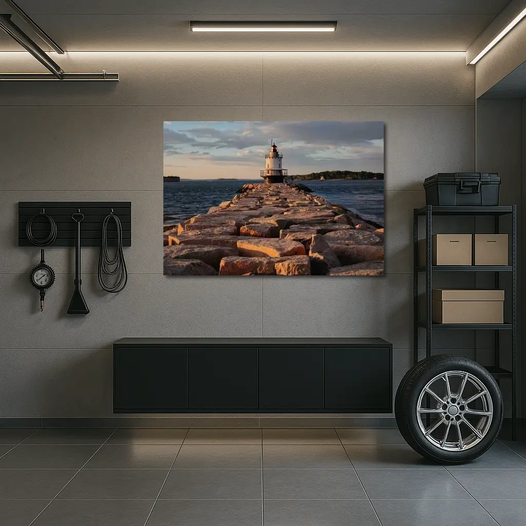 Spring Point Ledge Lighthouse Rocky Breakwater Maine – Wall Art