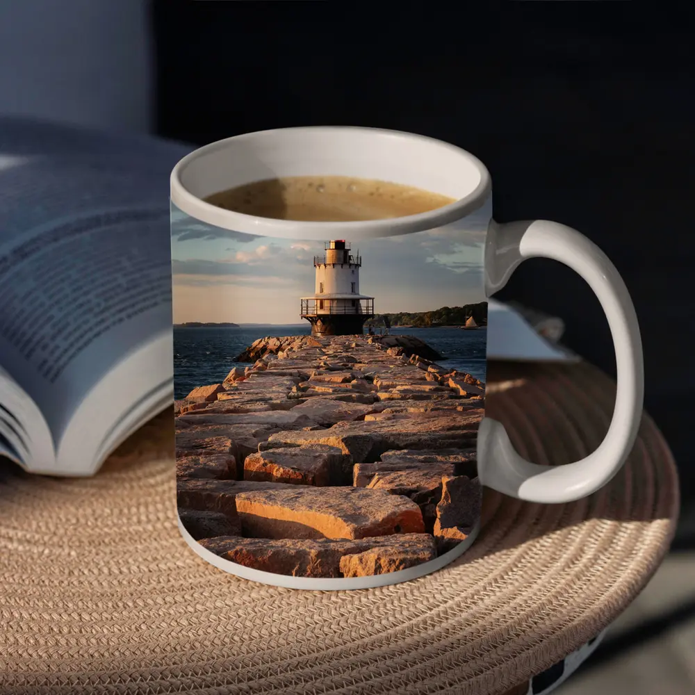 Spring Point Ledge Lighthouse Rocky Breakwater Maine – Mugs