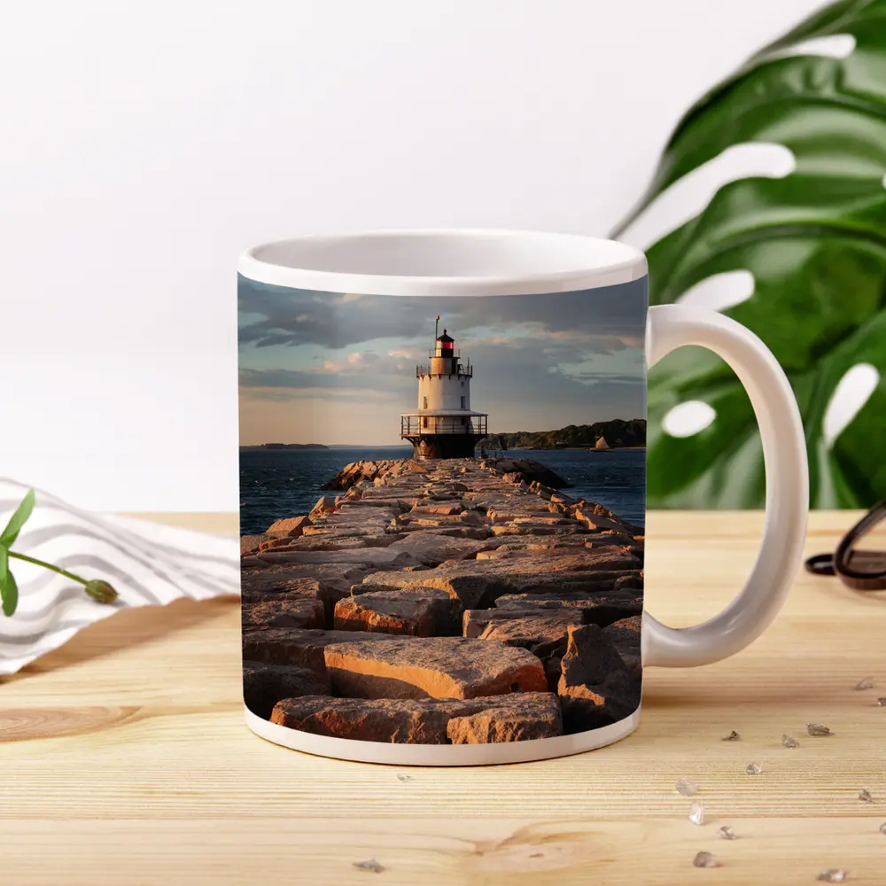 Spring Point Ledge Lighthouse Rocky Breakwater Maine – Mugs