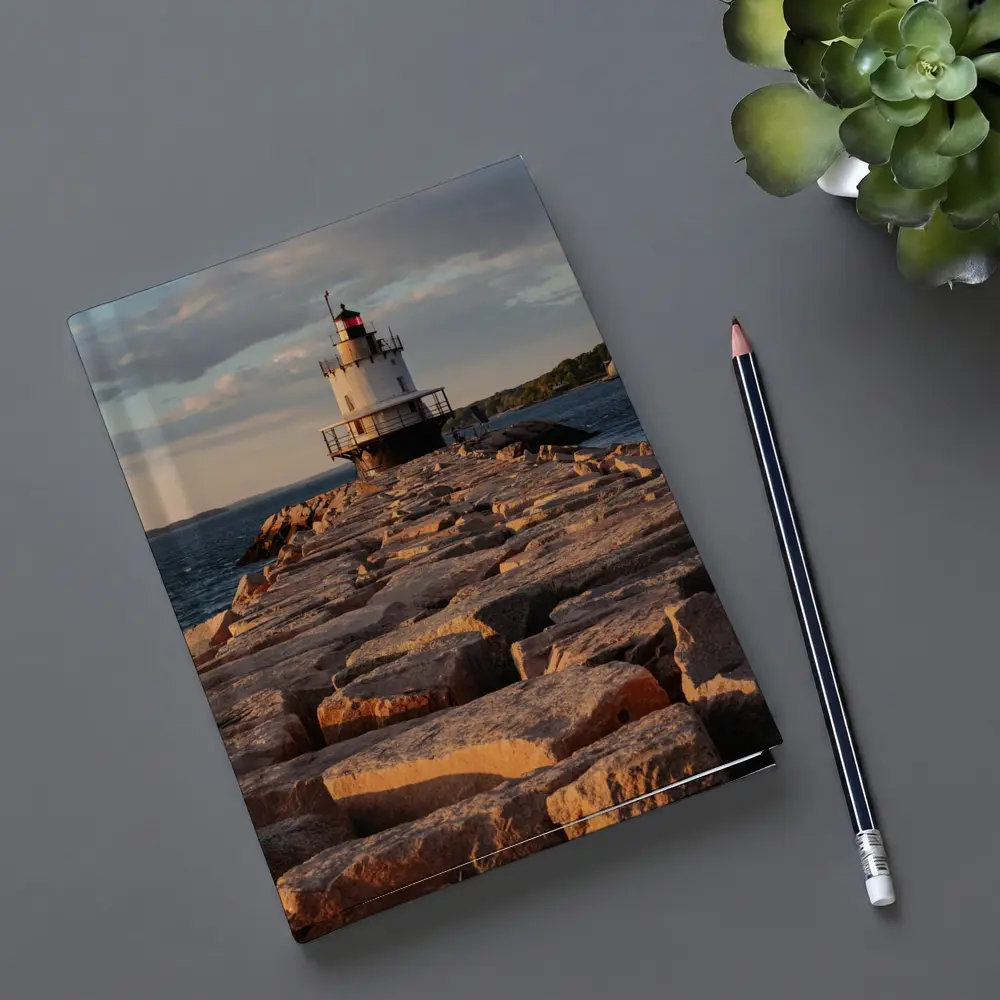 Spring Point Ledge Lighthouse Rocky Breakwater Maine – Notebooks