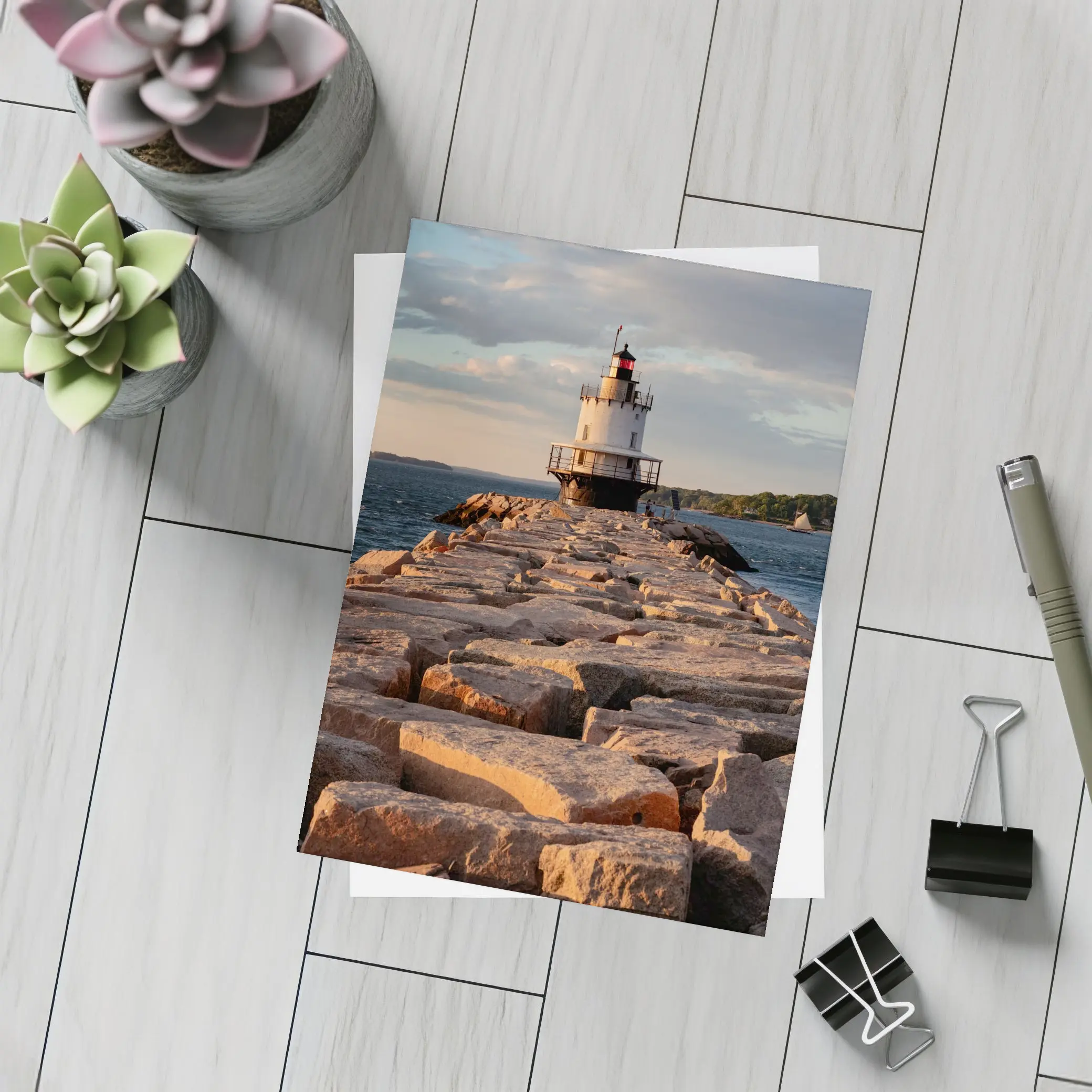Spring Point Ledge Lighthouse Rocky Breakwater Maine – Postcards