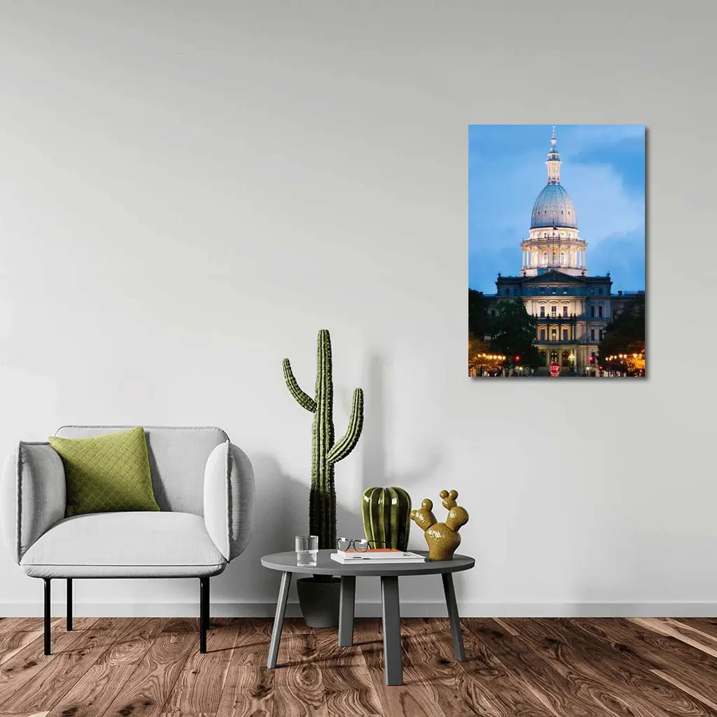 Michigan State Capitol Building Blue Dusk Sky – Wall Art