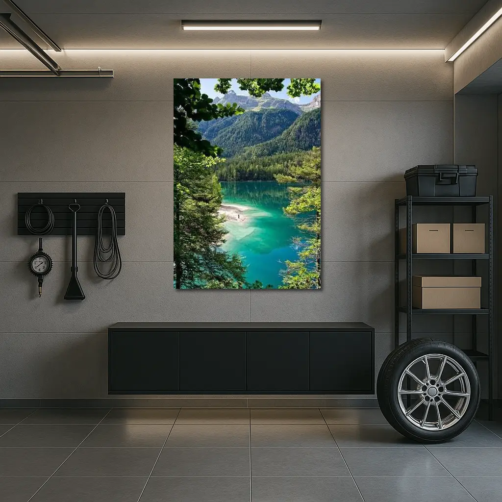 Turquoise Alpine Lake Mountain Forest View – Wall Art