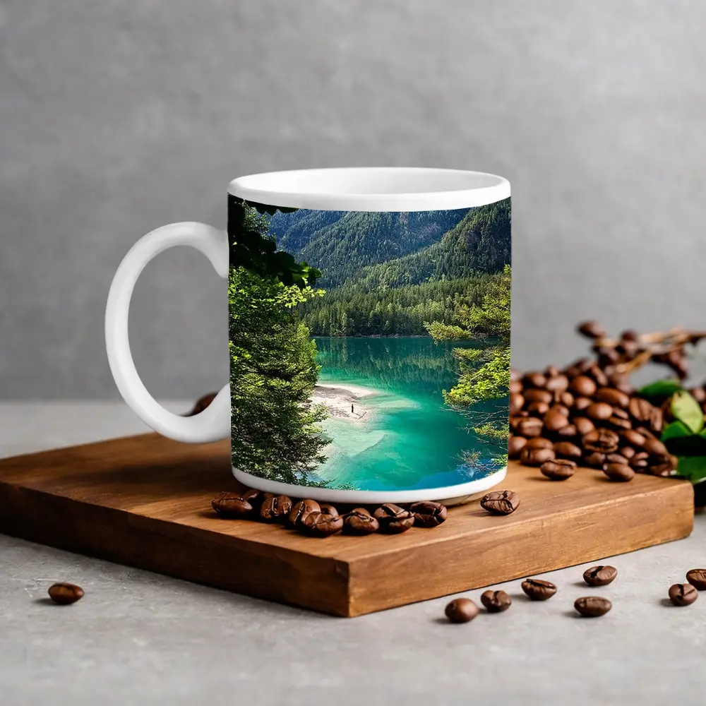 Turquoise Alpine Lake Mountain Forest View – Mugs