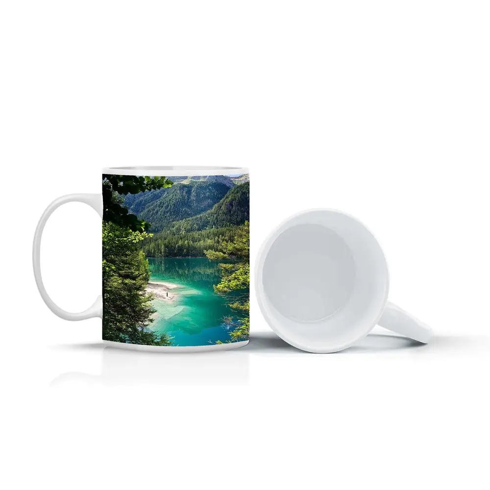 Turquoise Alpine Lake Mountain Forest View – Mugs